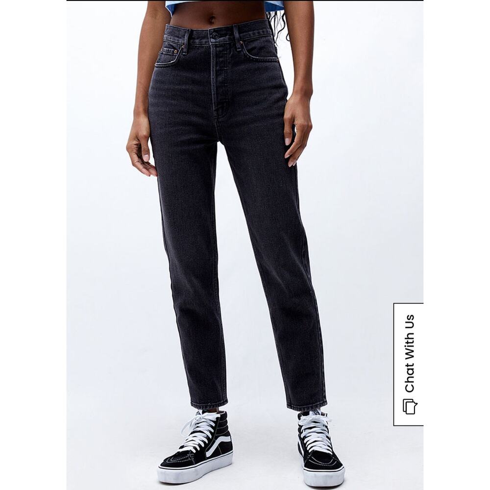 Pacsun Ultra High Rise Slim Faded Black Tapered Leg Jeans Button Fly Size 28